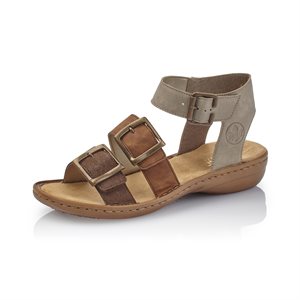 Brown & Beige Heel Sandal 608C3-25