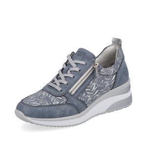 Blue wedge heel laced shoe D2401-10
