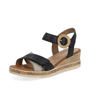 Black wedge heel sandal D3067-02