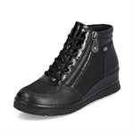 Black waterproof wedge heel ankle boot R0770-